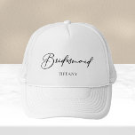 Bridesmaid Personalized Chic Minimalist Wedding Trucker Hat<br><div class="desc">This chic,  simple bridesmaid hat features your name underneath elegant black typography. Customize these elegant,  modern bridal party hats for your wedding or bachelorette party.</div>