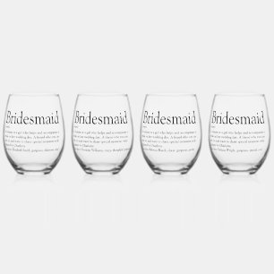 Bridesmaid Personalized Definition Favour Stemless Wine Glass
