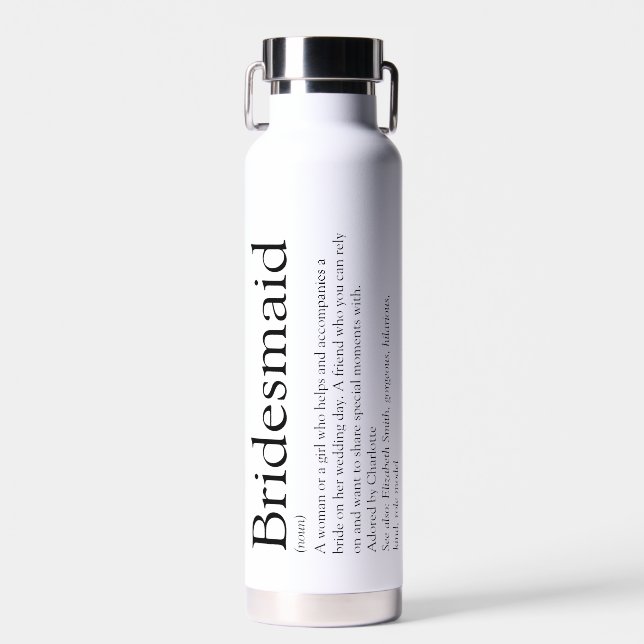 Bridesmaid Personalized Definition Favour Water Bottle (Front)