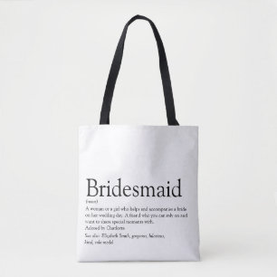 Bridesmaid Personalized Definition Wedding Favour Tote Bag