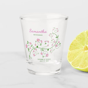 Bridesmaid Personalized Floral Shot glass
