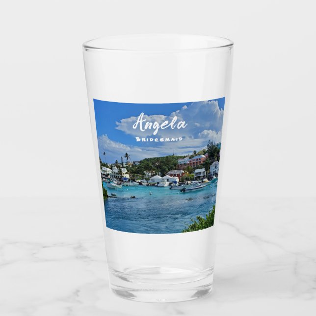 Bridesmaid Personalized Island Life Glass (Front)