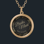 Bridesmaid Personalized Wedding Necklace Gift<br><div class="desc">This beautiful gold plated necklace is designed as a wedding gift or favour for bridesmaids. Designed to coordinate with our Gold Foil Elegant Wedding Suite, it features a gold faux foil flourish border with the text "Brides Maid" as well as a place to enter her name. Beautiful way to thank...</div>