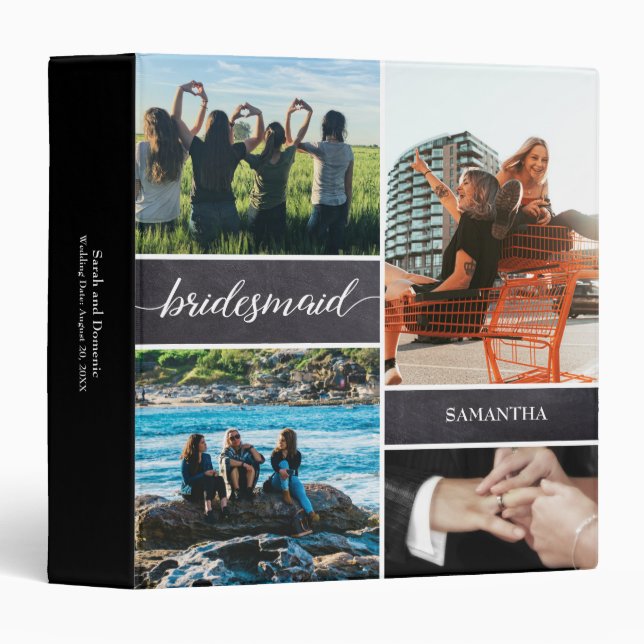 Bridesmaid Photo Keepsake Collage Organizer Binder (Front/Spine)