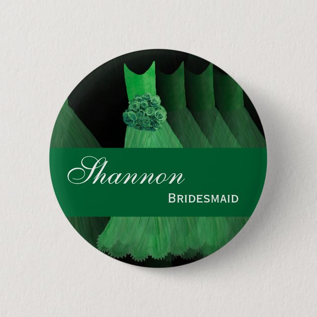 BRIDESMAID Pin Button Kelly Green Gowns M398 (Front)