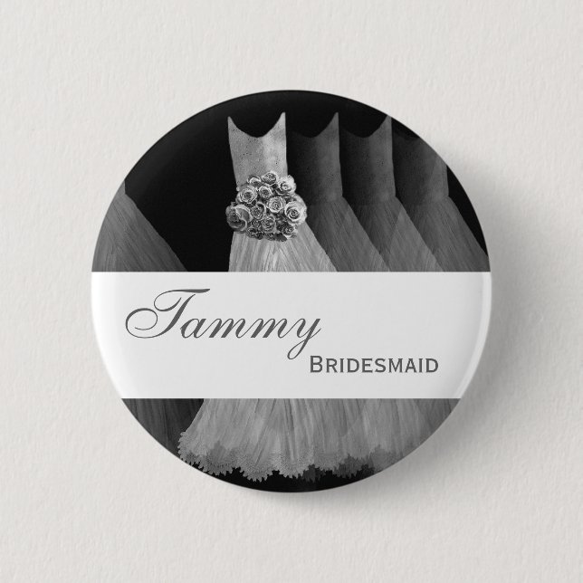 BRIDESMAID Pin Button Silver Grey Gowns M403 (Front)