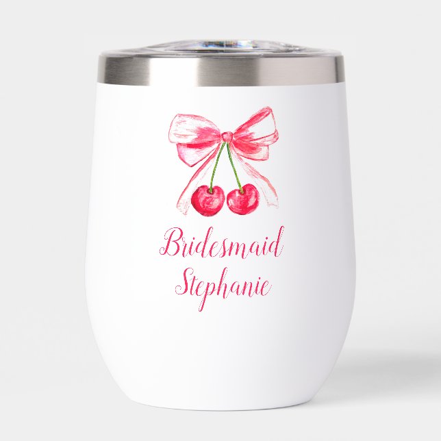 Bridesmaid Pink Bow Coquette Wedding (Front)