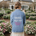 Bridesmaid Pink Custom Name Wedding Bachelorette  Denim Jacket<br><div class="desc">Beautiful calligraphy,  pink Bridesmaid denim jacket. Perfect for bridal shower,  bachelorette party,  Wedding. Bride squad.</div>