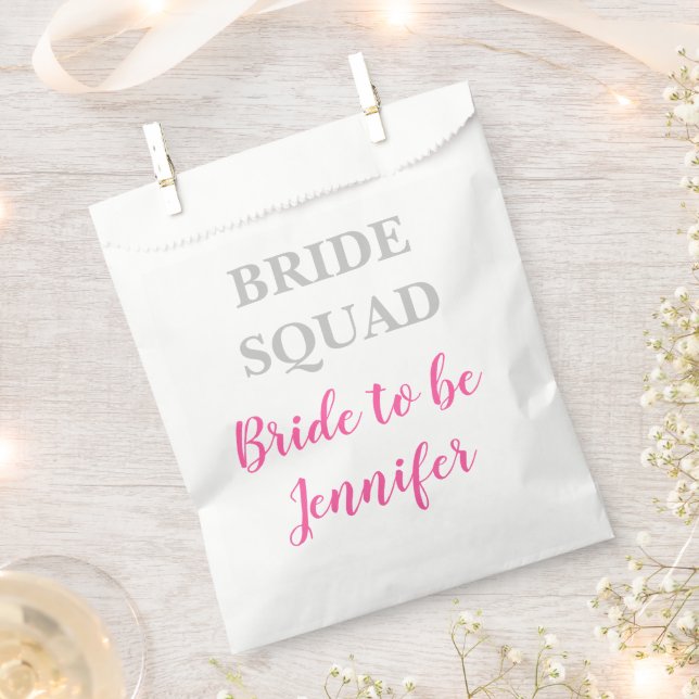 Bridesmaid Pink Custom Name Wedding Bachelorette Favour Bag (Clipped)