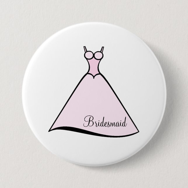 Bridesmaid Pink Gown 3 Inch Round Button (Front)
