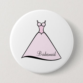 Bridesmaid Pink Gown 3 Inch Round Button