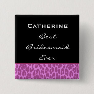 Bridesmaid Pink Leopard Z002 2 Inch Square Button