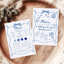 Bridesmaid Proposal Card Template, Hand Drawn Will