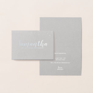 Bridesmaid Proposal Elegant Confetti Silver Foil Card