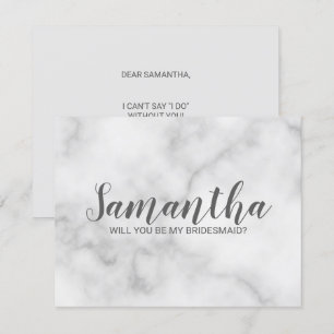 Bridesmaid Proposal   Elegant Marble Script Invitation