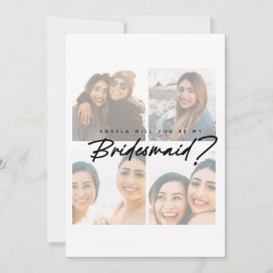Bridesmaid proposal fade photo collage Flat Card