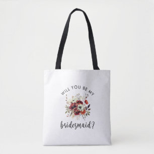 Bridesmaid Proposal Floral Heartfelt Note Tote Bag