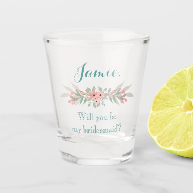 Bridesmaid Proposal Floral Shot Glass (Front)