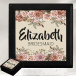 Bridesmaid Proposal Gift Customized Bridal Shower Gift Box<br><div class="desc">Do you need a unique bridal party gift? Why not give your bridesmaids a personalized wooden jewellery keepsake box! This gift is perfect for any bride who wants to show her appreciation for all she does for her big day. The boho floral design on this box is perfect for any...</div>