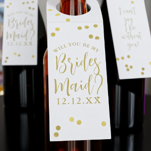 Bridesmaid Proposal Gold Confetti Bottle Tags