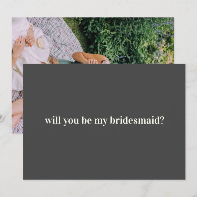 Bridesmaid Proposal in Black with Photo on Back  Card (Front/Back)