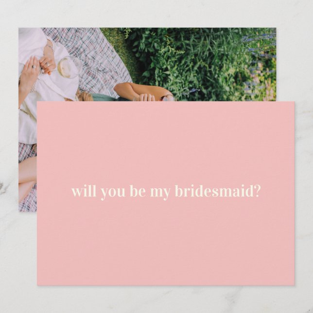 Bridesmaid Proposal in Blush with Photo on Back Card (Front/Back)