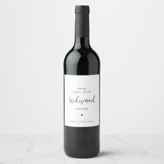 Bridesmaid Proposal Maid of Honour Proposal Wine Label