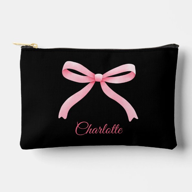 Bridesmaid Proposal Makeup Bag Black Personalized (Front)