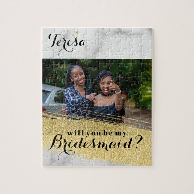 Bridesmaid Proposal Marble Background Photo Jigsaw Puzzle (Vertical)