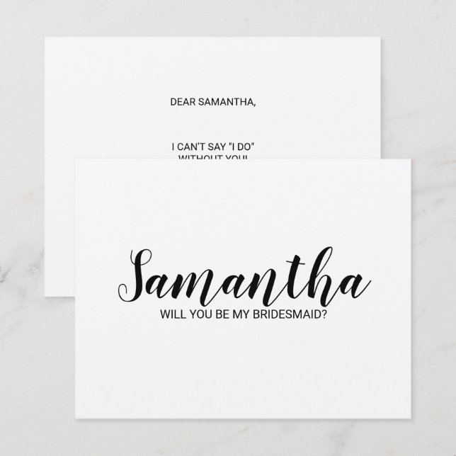 Bridesmaid Proposal | Modern Script Kraft Paper Invitation (Front/Back)