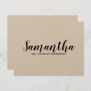 Bridesmaid Proposal Modern Script Kraft Paper Invitation