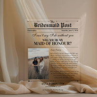 Bridesmaid Proposal Newspaper Photo Retro