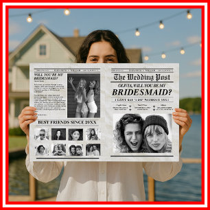 Bridesmaid Proposal Newspaper Retro Maid of Honour Card