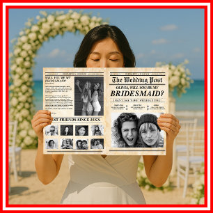 Bridesmaid Proposal Newspaper Rustic Maid of Honou Card