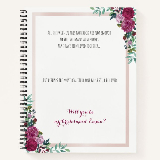 Bridesmaid proposal notebook | alternative idea (Front)