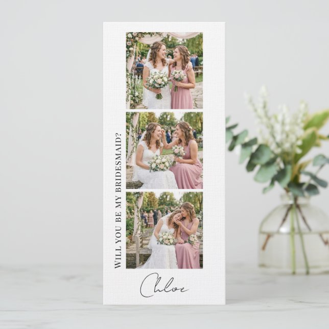 Bridesmaid Proposal Photo Strip Design Print  Invitation (Standing Front)