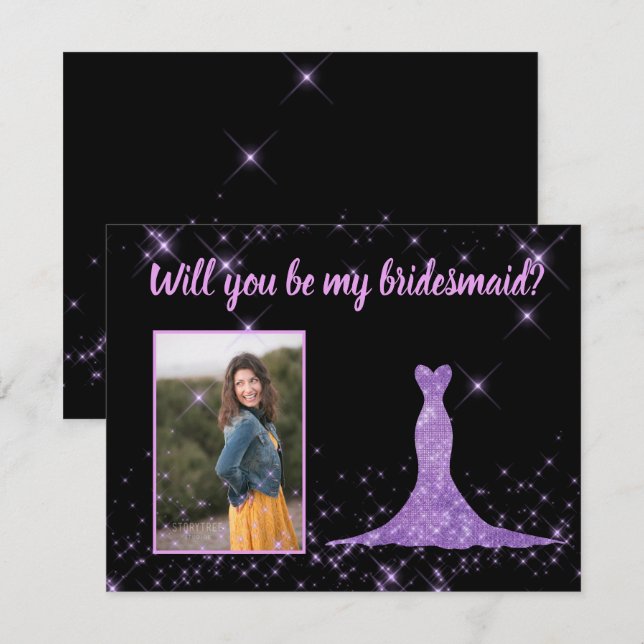 Bridesmaid Proposal Photo with adjustable border Invitation (Front/Back)