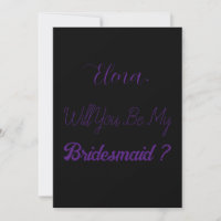 Bridesmaid Proposal Purple Black Elegant Wedding