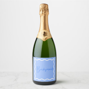 Bridesmaid Proposal Wavy Modern Sparkling Wine Label