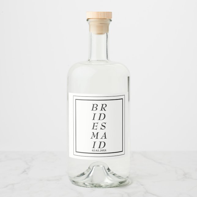 Bridesmaid Proposal Wedding Party Favours - Liquor Bottle Label (Front)