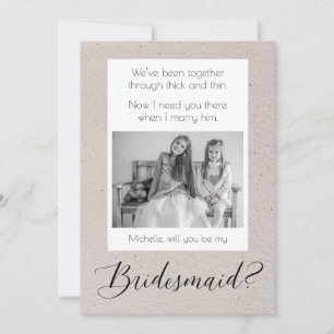 Bridesmaid Proposal with Photo on Rustic Back Invitation