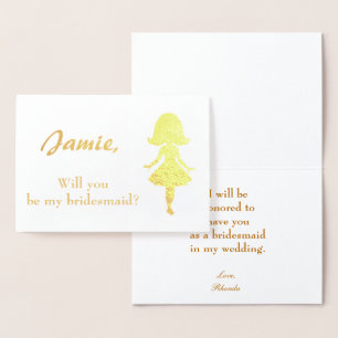 Bridesmaid Proposal Woman silhouette Foil Card
