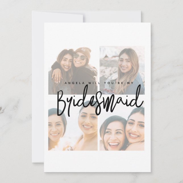 Bridesmaid propsal faded photo collage Flat Card (Front)
