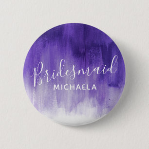 Bridesmaid purple abstract art wedding pin button