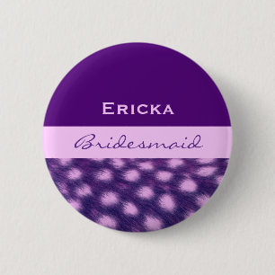 Bridesmaid Purple Cheetah Print V13 2 Inch Round Button