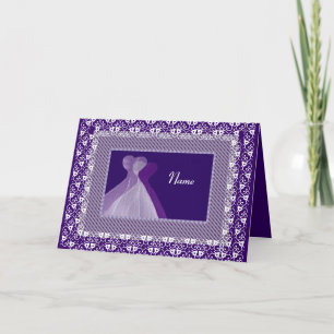 BRIDESMAID - PURPLE Gowns and LaceTrim Invitation