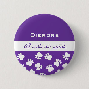 Bridesmaid Purple Paw Prints t V12 2 Inch Round Button