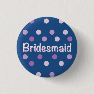 Bridesmaid Purple Polka Dot 1 Inch Round Button