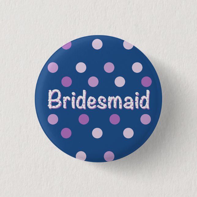 Bridesmaid Purple Polka Dot 1 Inch Round Button (Front)