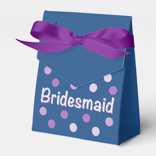 Bridesmaid Purple Polka Dot Favor Box (Front Side)